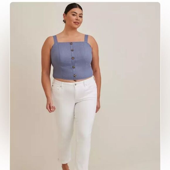 Torrid Linen Blend Button-Front Crop Tank Size 1X - Picture 3 of 16